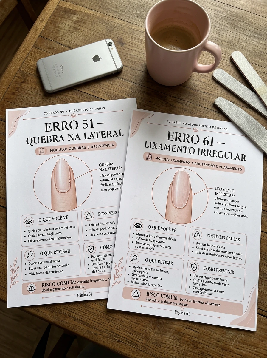 Páginas impressas do guia sobre a mesa de trabalho